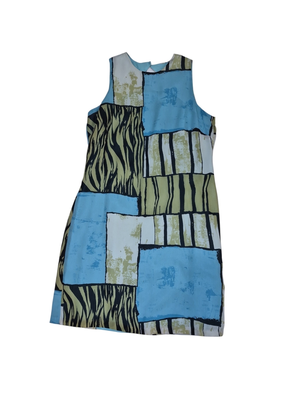 Russell Kemp Blue and Lime Patchwork Shift Dress
